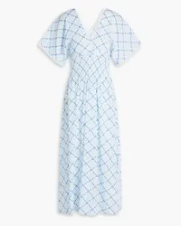 Heidi Klein Portofino shirred printed cotton-gauze midi dress - Blue Blue