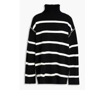 Alice Olivia - Bobbie striped wool-blend turtleneck sweater - Black