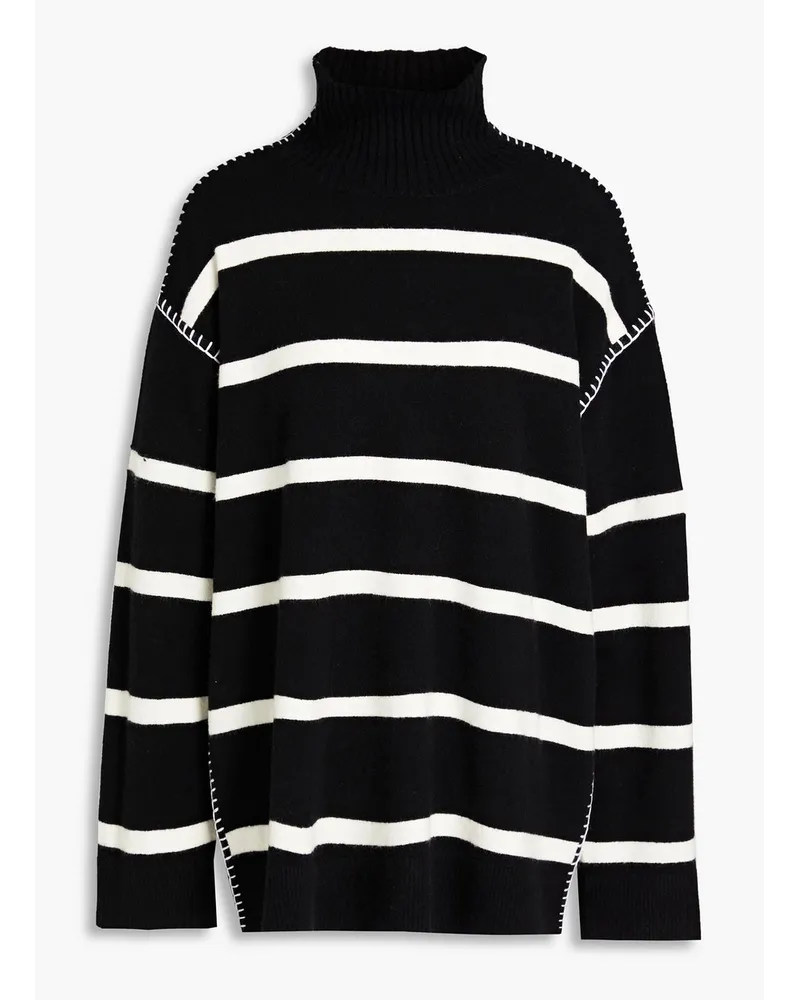 Alice + Olivia Alice Olivia - Bobbie striped wool-blend turtleneck sweater - Black Black