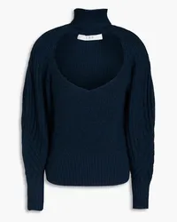 IRO Cutout ribbed-knit turtleneck sweater - Blue Blue