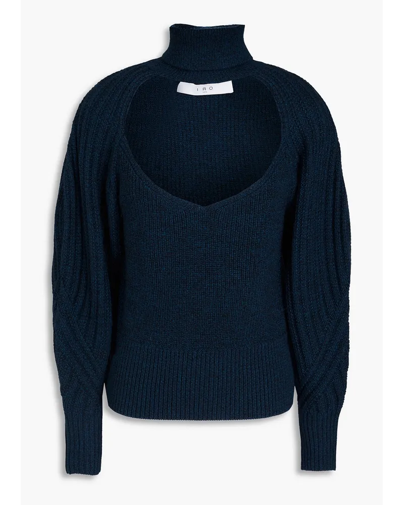 IRO Cutout ribbed-knit turtleneck sweater - Blue Blue