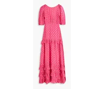 Shireen ruffled polka-dot metallic fil coupé maxi dress - Pink