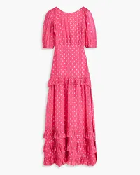 RIXO Shireen ruffled polka-dot metallic fil coupé maxi dress - Pink Pink