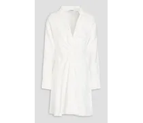 Pleated twill mini dress - White