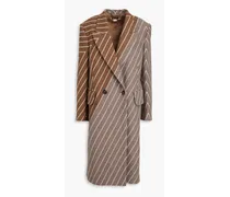 Striped two-tone wool-blend jacquard coat - Brown