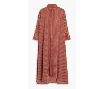 Diana striped twill midi shirt dress - Red