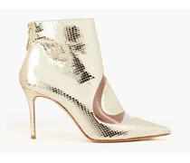 Metallic snake-effect leather and PVC ankle boots - Metallic