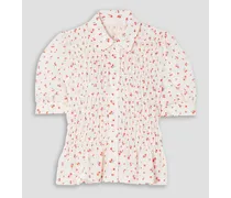Winona shirred printed georgette blouse - White