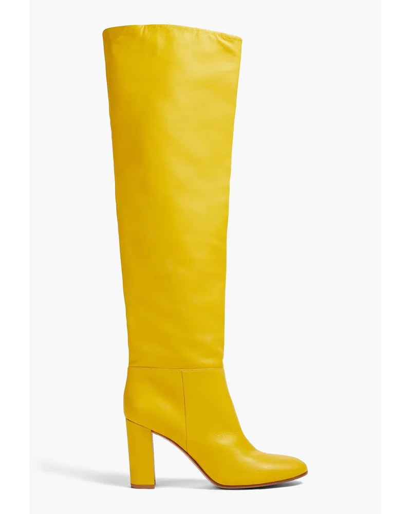 Gianvito Rossi Leather knee boots - Yellow Yellow