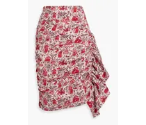 Felicity draped printed cotton-blend poplin skirt - Pink