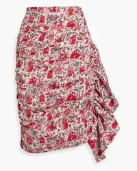 RHODE Felicity ruffled printed cotton-blend poplin skirt - Pink Pink