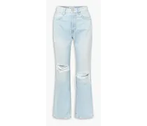 London cropped distressed high-rise straight-leg jeans - Blue