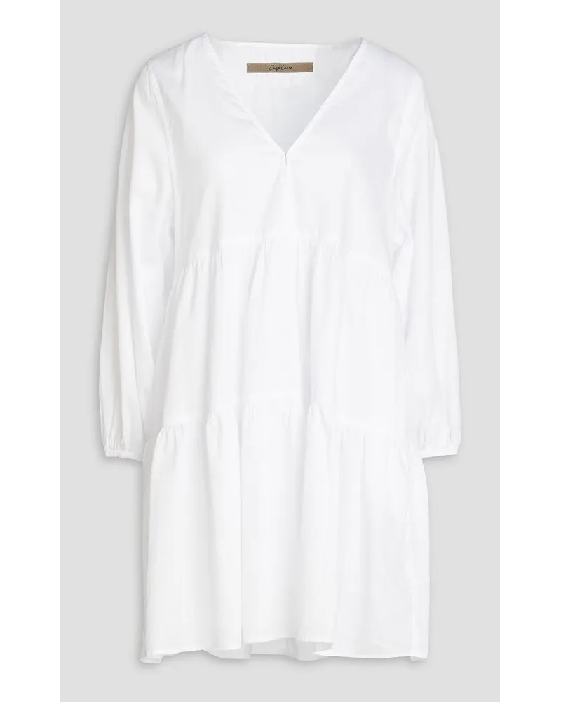 Enza Costa Tiered cotton-poplin mini dress - White White