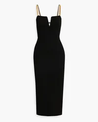 GALVAN Ophelia chain-embellished ribbed-knit midi dress - Black Black