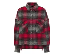 Ilave oversized studded checked cotton-blend flannel shirt - Red