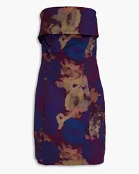 ROTATE Birger Christensen Strapless printed cotton mini dress - Purple Purple