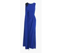 Appliquéd draped crepe gown - Blue