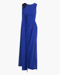 Marchesa Appliquéd draped crepe gown - Blue Blue