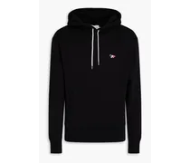 Appliquéd French cotton-terry hoodie - Black