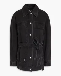 3.1 phillip lim Eyelet-embellished belted denim jacket - Black Black