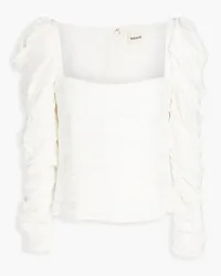 KHAITE Shawna ruched crepe top - White White