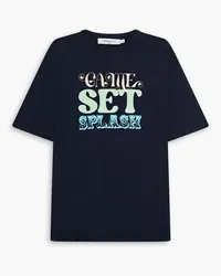 Kitsuné Printed cotton-jersey T-shirt - Blue Blue