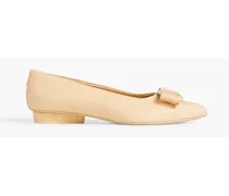 Viva bow-embellished lizard-effect leather point-toe flats - Yellow