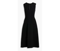 Cutout wool-blend midi dress - Black