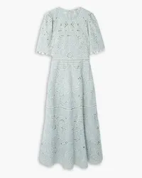 Sea Blaire shell-embellished broderie anglaise cotton midi dress - Blue Blue