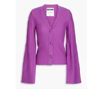 Ribbed wool cardigan - Purple