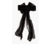 Bow-embellished point d'esprit and taffeta belt - Black