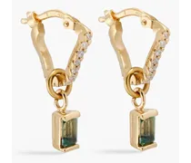 Gold-plated, quartz and Siamite earrings - Metallic