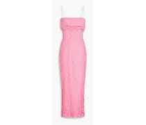 Cotton-blend corded lace midi dress - Pink