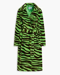 STAND Winnie zebra-print faux fur coat - Green Green