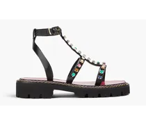 Roesie crystal-embellished leather sandals - Black