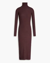 Enza Costa Ribbed modal-blend turtleneck midi dress - Burgundy Burgundy