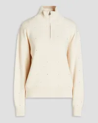 Sandro Crystal-embellished knitted half-zip turtleneck sweater - White White