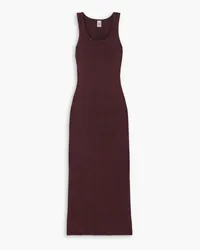 RE/DONE Ribbed stretch-cotton jersey maxi dress - Burgundy Burgundy