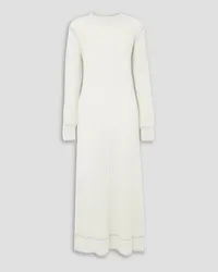 Lisa Yang Nette whipstitched ribbed cashmere maxi dress - White White