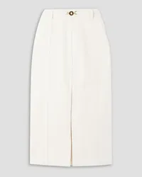 Patou Embellished cotton-twill midi skirt - White White