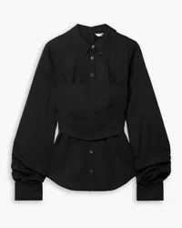 Veronica Beard Keora layered stretch-cotton poplin shirt - Black Black