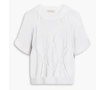 Sequin-embellished crochet-knit sweater - White