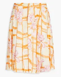 Marni Pleated printed ramie midi skirt - Yellow Yellow