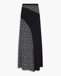 Diane von Furstenberg Ronan paneled printed crepe maxi skirt - Black Black