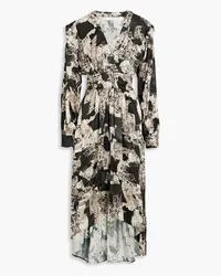 IRO Nuna printed satin-crepe midi dress - Black Black