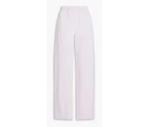Linen-blend shantung straight-leg pants - Purple