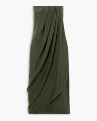 GAUGE81 Onna strapless draped silk-satin midi dress - Green Green