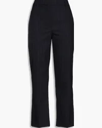 Brunello Cucinelli Cropped embellished pinstriped wool-blend straight-leg pants - Blue Blue