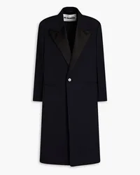 Jil Sander Silk-satin trimmed grain de poudre wool coat - Blue Blue