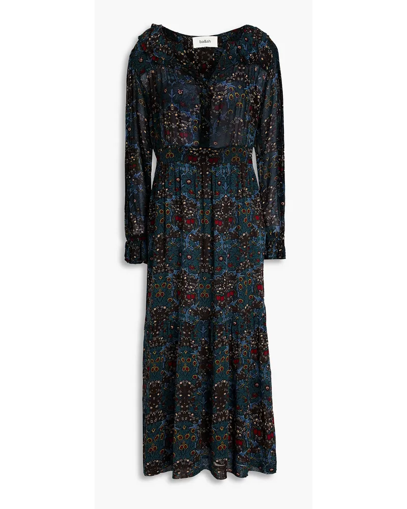 ba&sh Phoenix floral-print georgette midi dress - Blue Blue